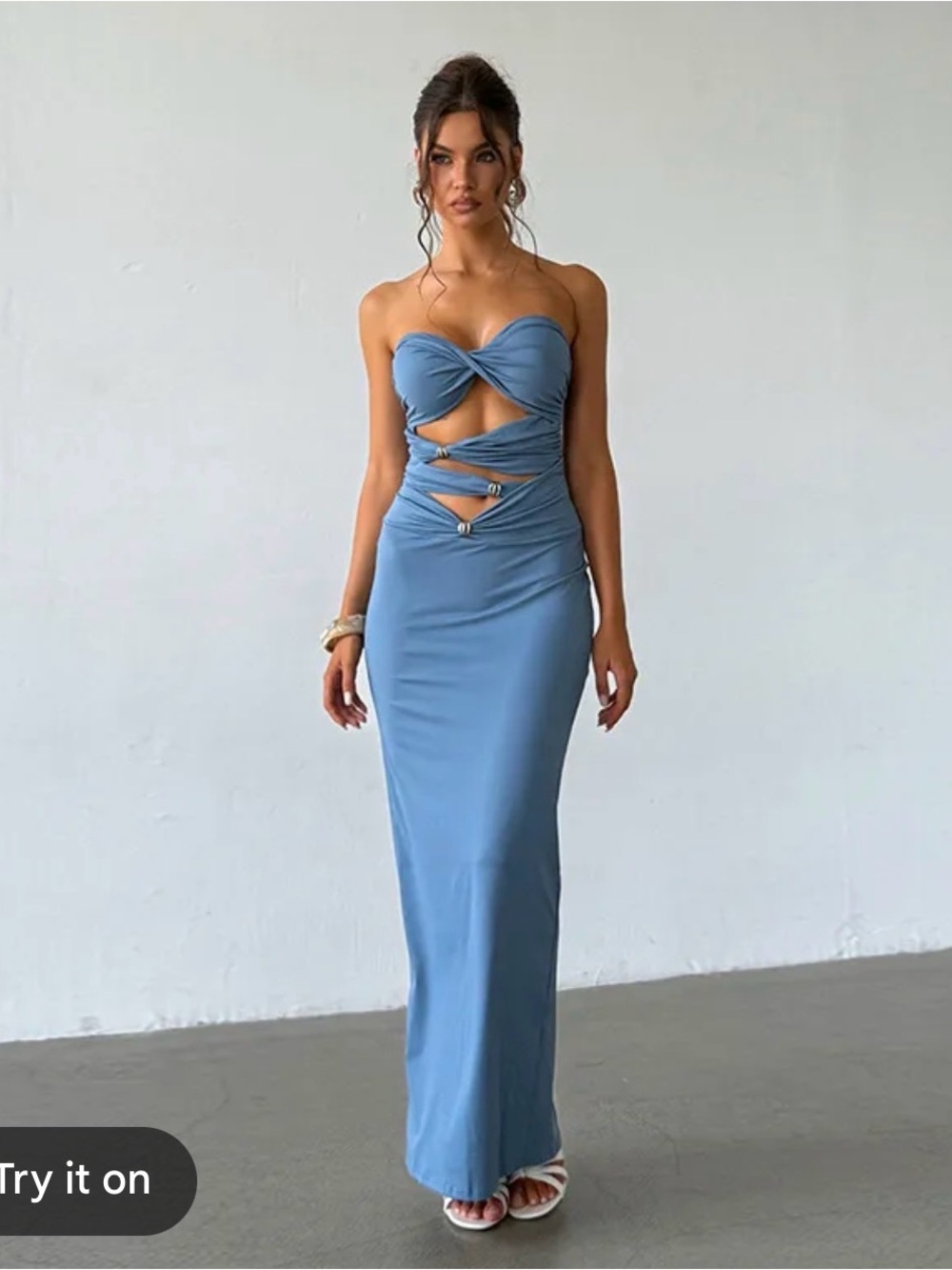 2 for $20 sale: Blue Strapless Cutout Maxi Dress